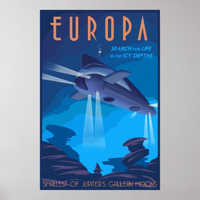 Poster Busca de Vida na Lua Europa de Júpiter (Frente)