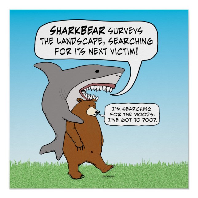 Pôster Busca Engraçada de Tubarão e Urso (Frente)