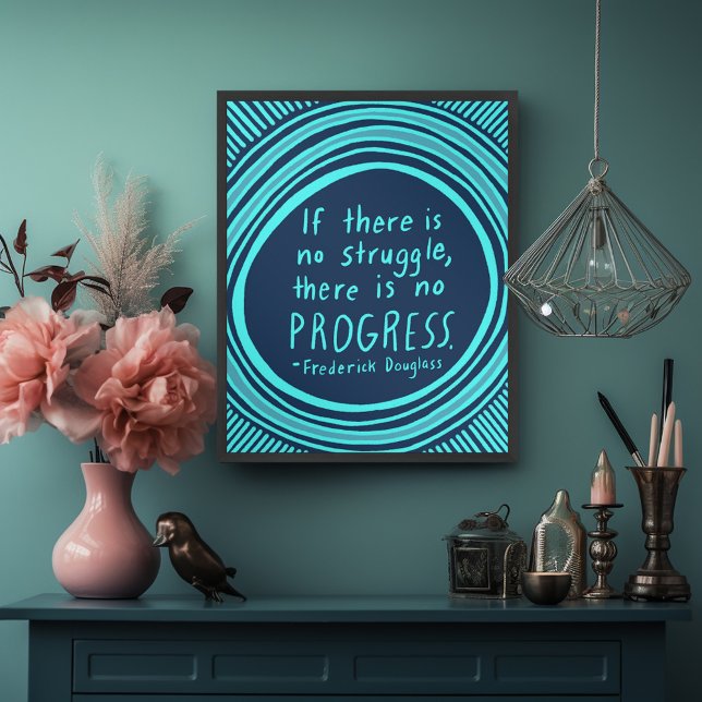 Poster Busca no Progresso Duglass Quote Handlettering (Struggle Progress Douglass Quote Handlettering Poster
)