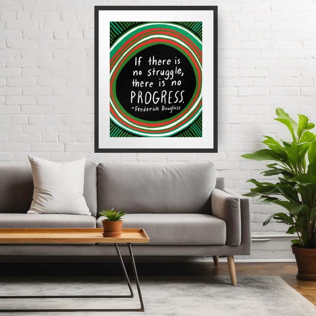 Poster Busca no Progresso Duglass Quote Handlettering (Struggle Progress Douglass Quote Handlettering Poster Wall Art Custom )