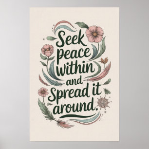 Poster Buscar paz dentro e espalhá-la por Design