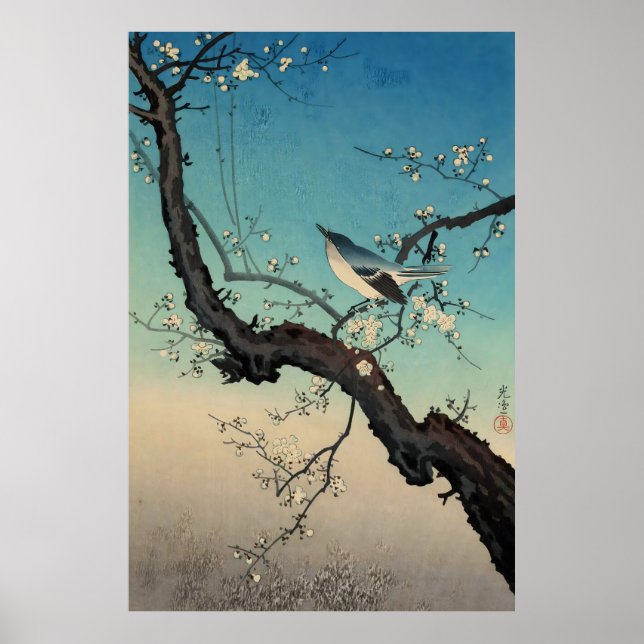 Poster bush warbler and plum blossoms-Tsuchiya Koitsu (Frente)