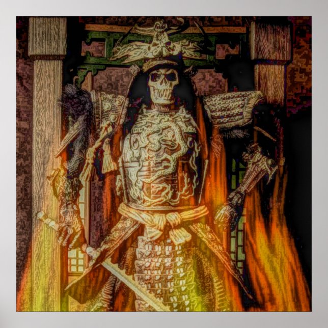 Pôster bushido japonês samurai armor samurai skull (Frente)