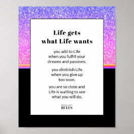 Poster Business Motivation Pink Blue Glitter and Black