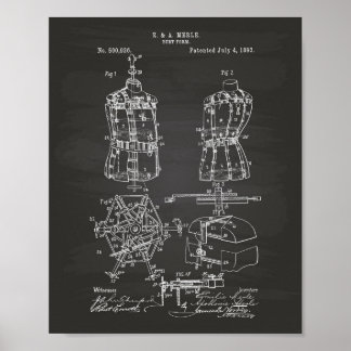 Pôster Bust Form 1893 Patent Art Chalkboard