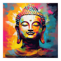 busto budista sorridente da pop Art