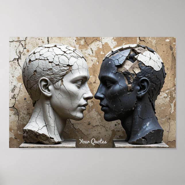 Poster Bustos de Gesso e Obsidiana Contrastantes (Frente)