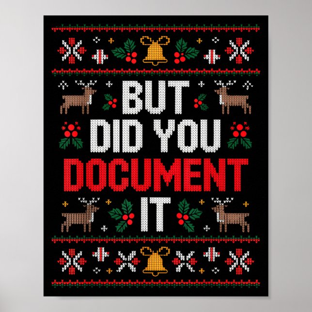 Poster But Did You Doent It Funny Office Christmas Ugly  (Frente)