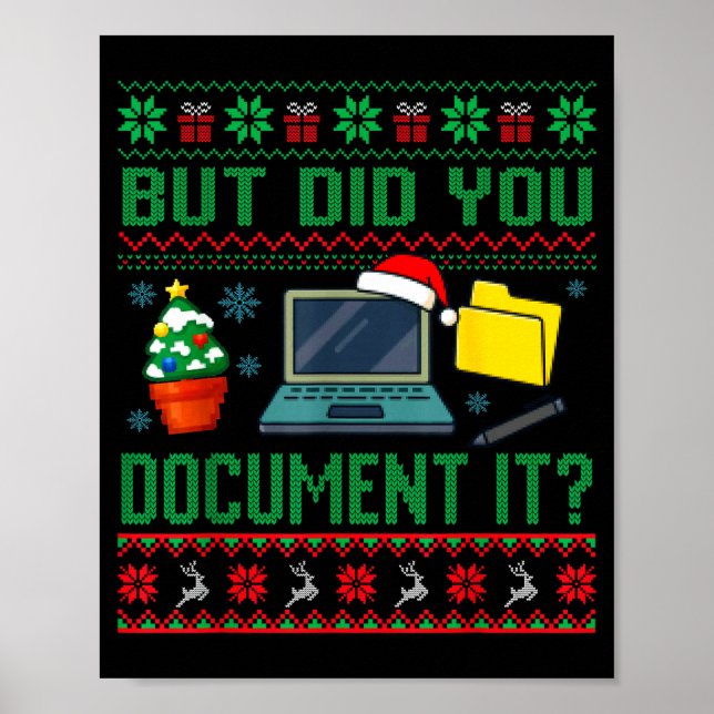 Poster But Did You Doent It Funny Office Christmas Ugly S (Frente)