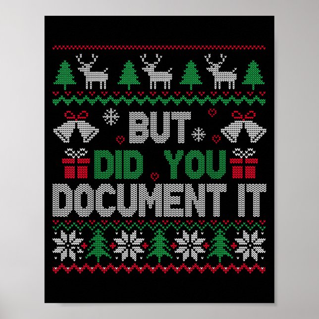 Poster But Did You Doent It Funny Office Christmas Ugly S (Frente)