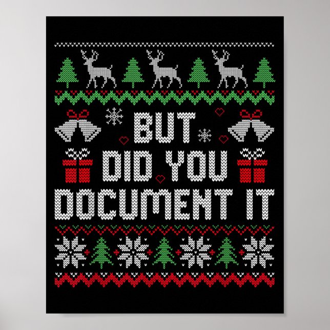 Poster But Did You Doent It Funny Office Christmas Ugly S (Frente)
