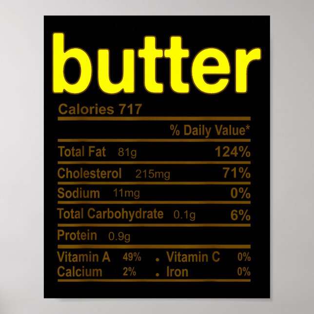Poster Butter Nutrition Facts Funny Thanksgiving Christma (Frente)
