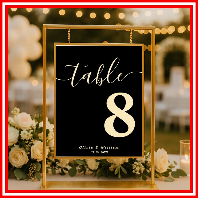 Poster Butter Yellow Black Wedding Table Number  (Criador carregado)