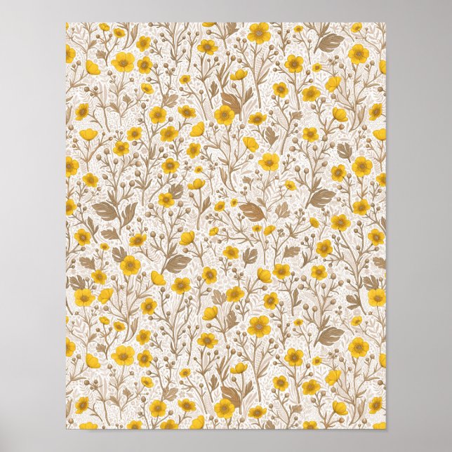 Poster Buttercups, amarelo e marrom (Frente)