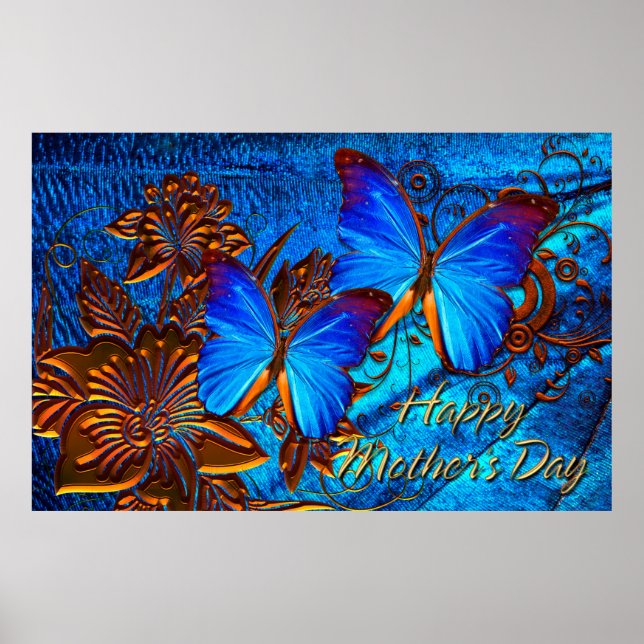 Pôster Butterfly Art 35 Happy Dia de as mães (Frente)