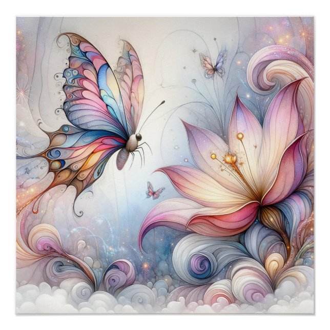 Pôster Butterfly Art Posters Dorm Room Ideias for Girls (Frente)