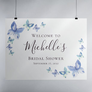 Poster Butterfly Bridal Shower Welcome Sign