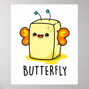 Poster Butterfly Cute Manteiga Com Asas Borboletas