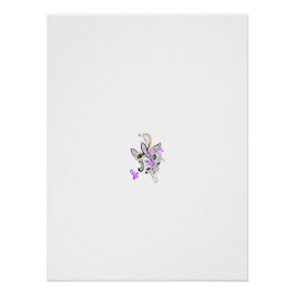 Pôster Butterfly Fairy Tattoo Vetor - Vintage Floral Art