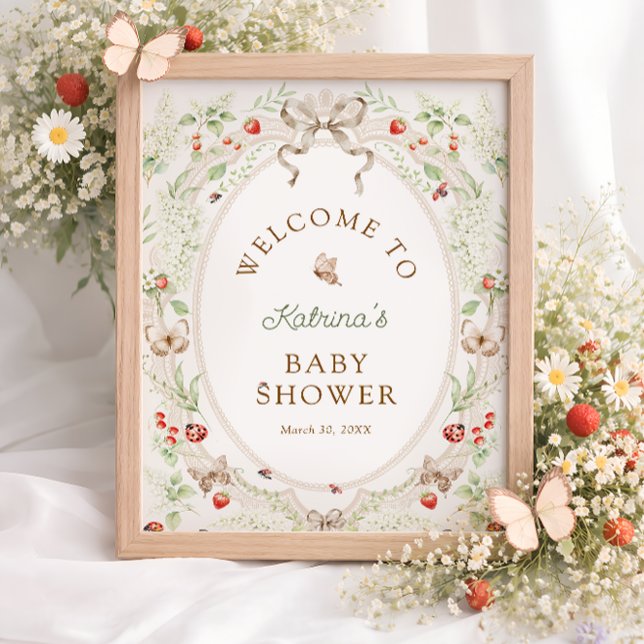Poster Butterfly Floral Baby Shower Welcome  (Criador carregado)