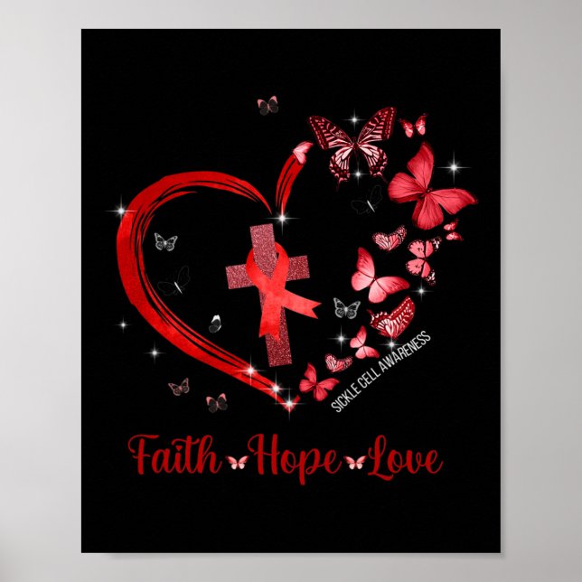 Poster Butterfly Heart Faith Hope ama Célula Falsiforme A (Frente)
