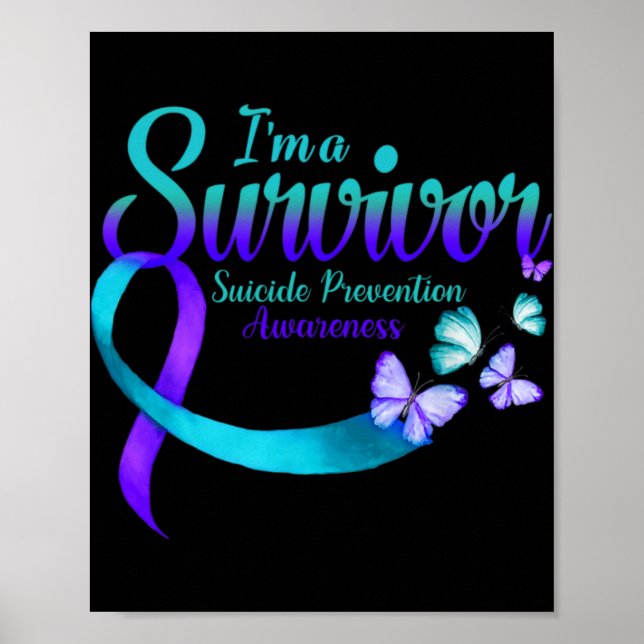 Poster Butterfly Im A Survivor Suicide Prevention Awaren  (Frente)