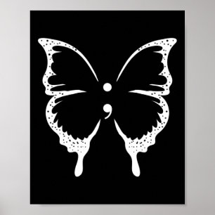 Poster Butterfly Semicolon Mental Health Awarness