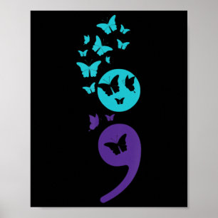 Poster Butterfly Semicolon Suicídio Sensibilização para a