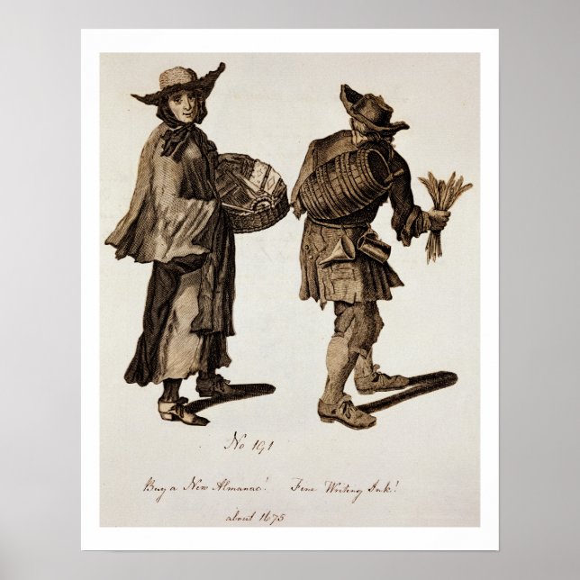 Poster 'Buy a new Almanac! Fine writing ink!', illustrati (Frente)