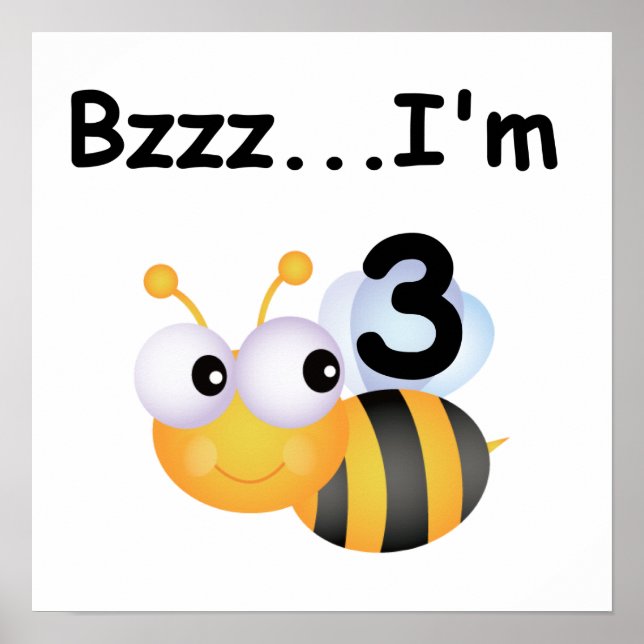 Poster Buzz Bumblebee aniversário de 3 anos T-shirts e pr (Frente)
