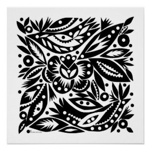 Pôster BW Bird Art Cutouts Poster - Imagem Positiva