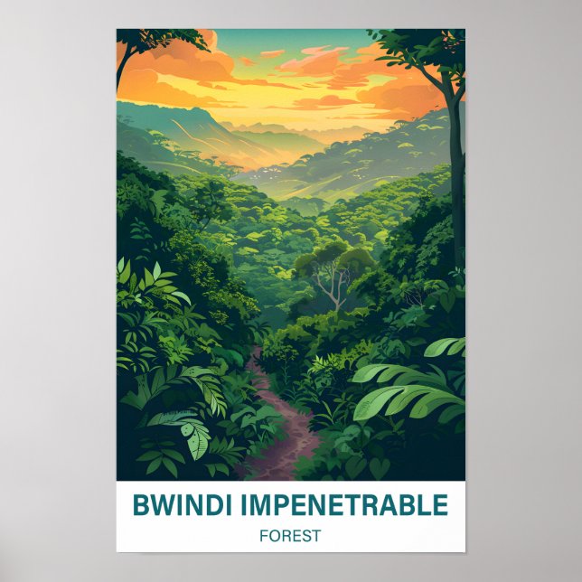 Poster Bwindi Impenetrável Forest Viagem de Uganda (Frente)