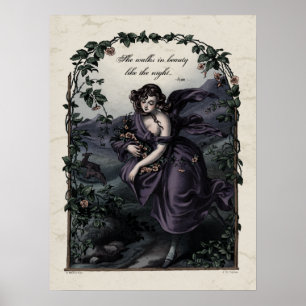 Poster Byron "Ela caminha na beleza" Artº Vitoriano 18x2