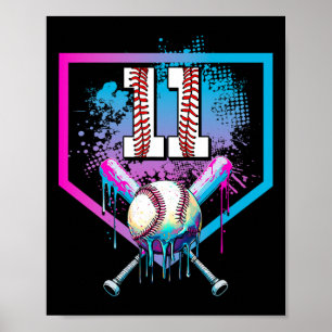 Poster Bysebyll Drip 11º Aniversário Home Plate Menino Ju