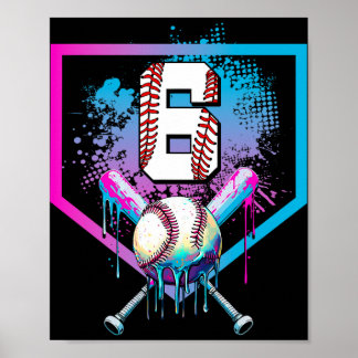 Poster Bysebyll Drip 6th Birthday Home Plate Boys Youth 6