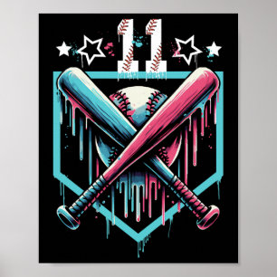 Poster Bysebyll Drip Aniversário de 11 anos Meninos Númer