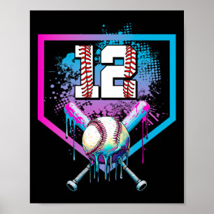 Poster Bysebyll Drip Aniversário de 12 anos Home Plate Me