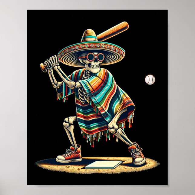Poster Bysebyll Skeleton Mexicano Sombrero Cinco De Mayo (Frente)