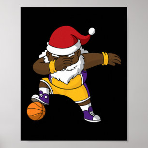 Poster Bysketbyll Black Dabbing Santa Claus afro American