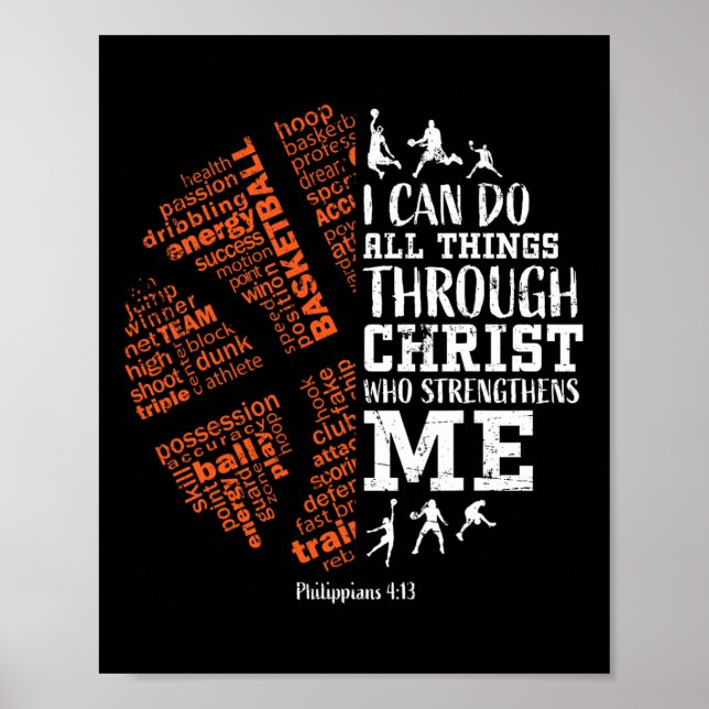 Poster Bysketbyll Sayings Christian Verse Teen Boys Kids (Frente)