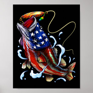 Poster Byss Pesca Peixe Bandeira Americana Pai Pai Quatro