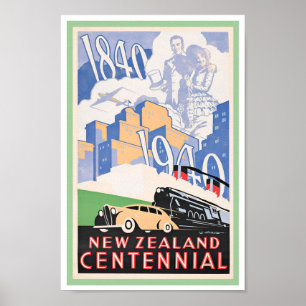 Poster c1940 CARTAZ DE VIAGEM NOVA ZELÂNDIA