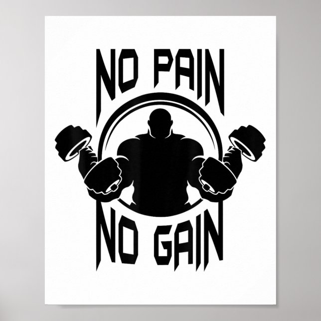 Poster C386 No Pain No Gain Gym Workout Fitness Motivatio (Frente)