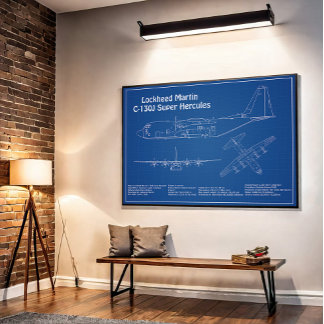 Poster C-130 Hércules - Planos de avião para Blueprint AD