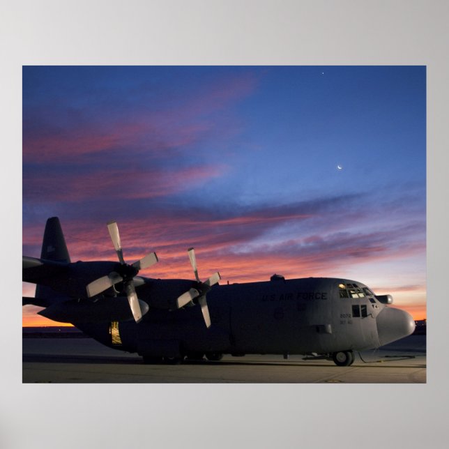 Pôster C-130 Hércules Sunset (Frente)