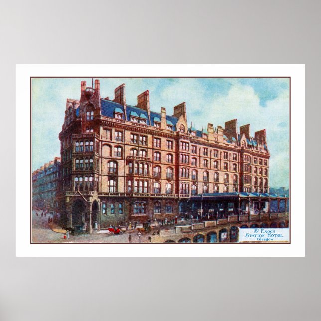 Poster c 1900 Ruas de Aquarela. Enoch Hotel Glasgow (Frente)