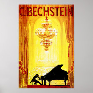 Poster C BECHSTEIN 1920 Fabricante alemão de PIANO Vinta