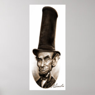 Poster C caricatura do chapéu de tubo de fogão de Abe Lin