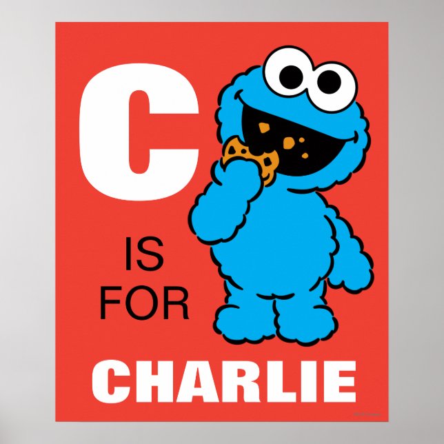 Pôster C é para Cookie Monster | Adicione seu nome (Frente)