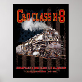 Poster C&O Class H-8 Allegheny Locomotive - American flag